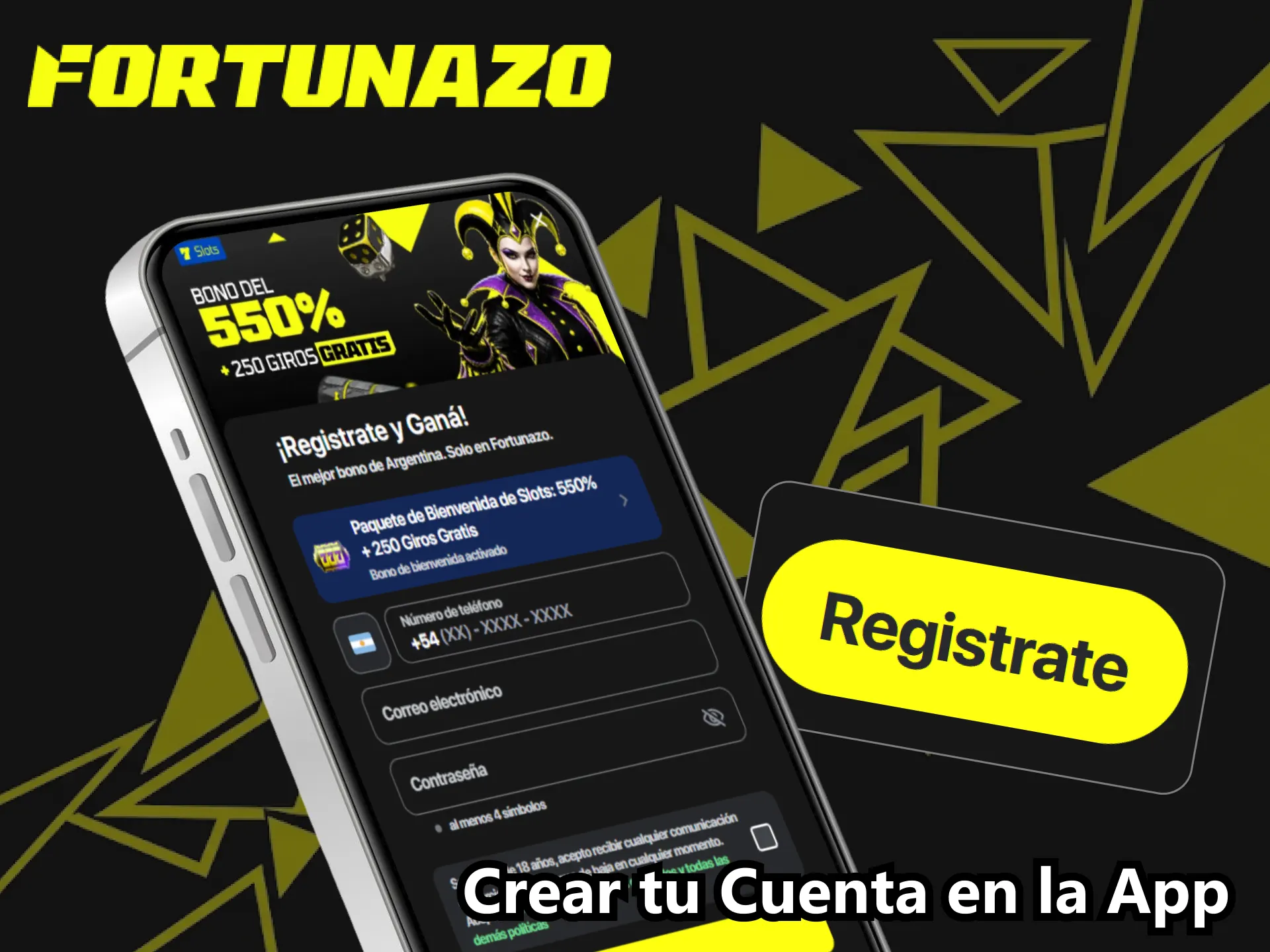 Regístrate en la app de Fortunazo y activa tu perfil personal.