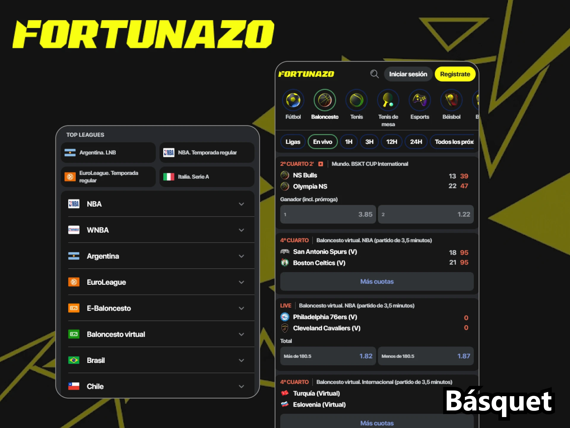 Coloca apuestas de básquet desde la app oficial de Fortunazo.