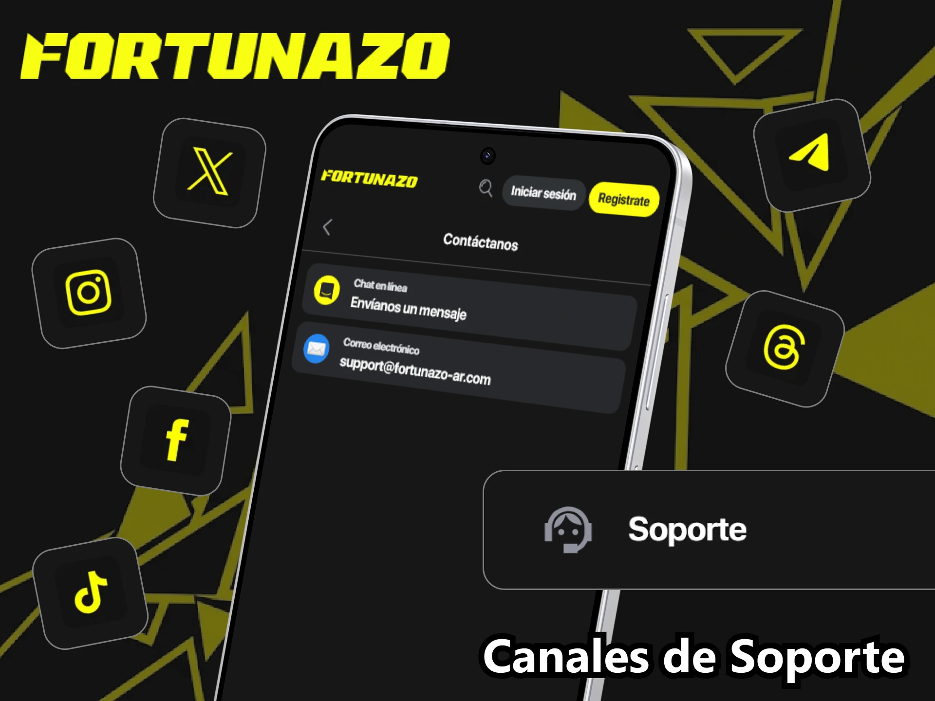 Contacta al equipo de soporte desde la app de Fortunazo.