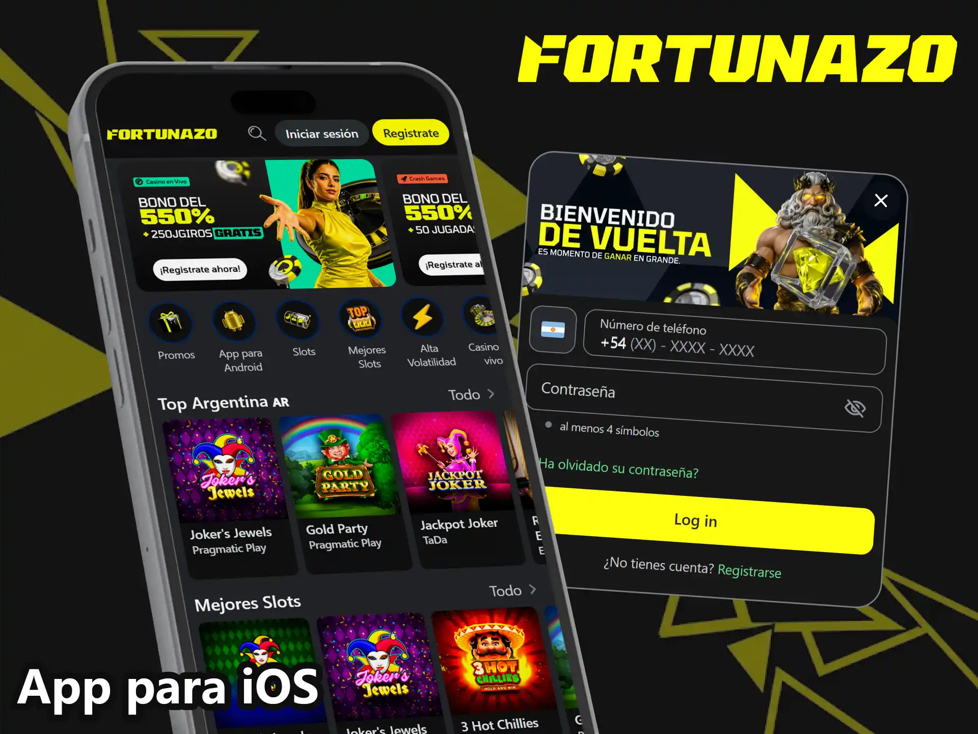 Instalá la app para iOS en Fortunazo para apostar cómodamente en tu teléfono.
