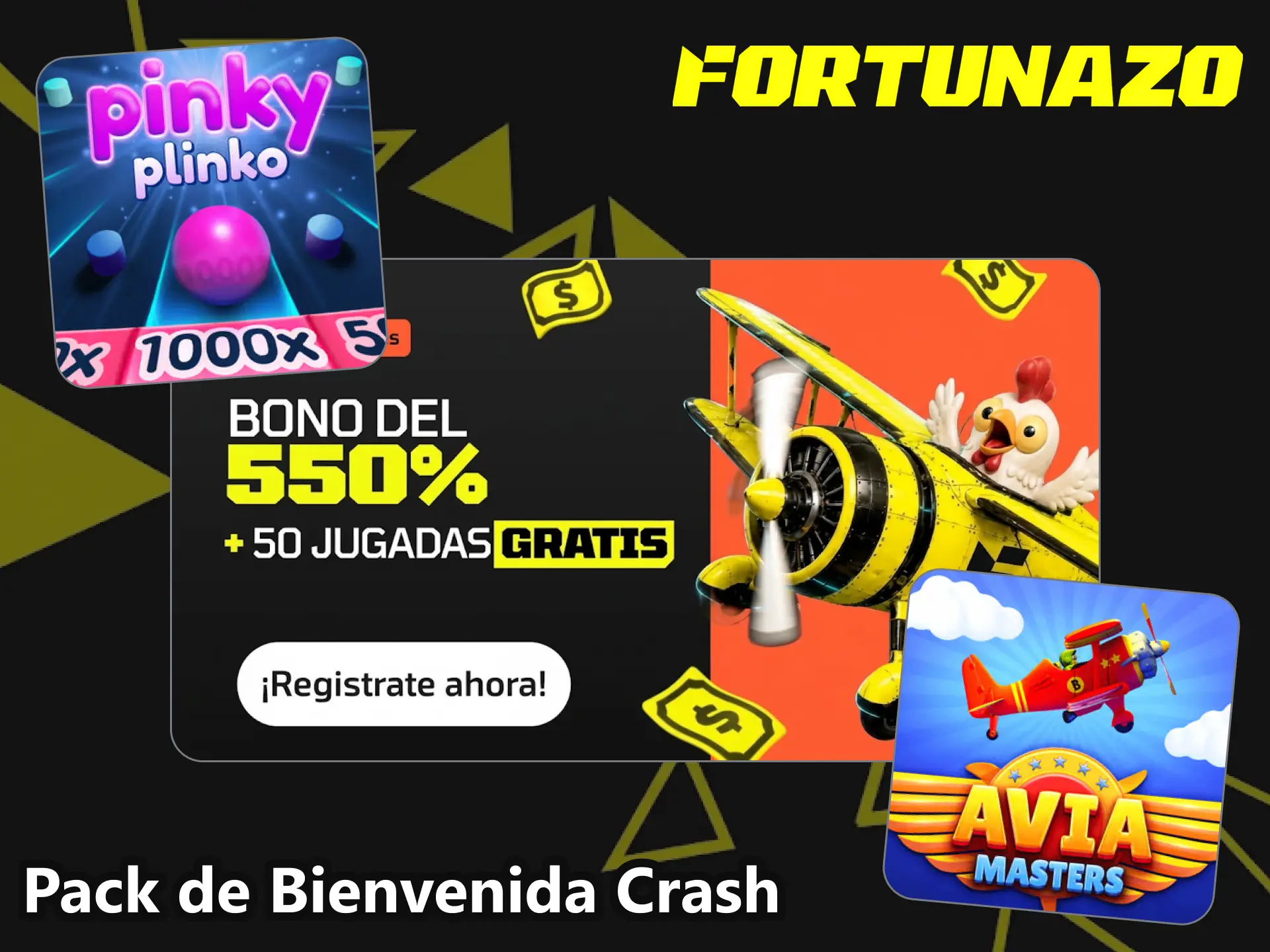 Aprovechá el pack de bienvenida crash en Fortunazo para multiplicar tu diversión.