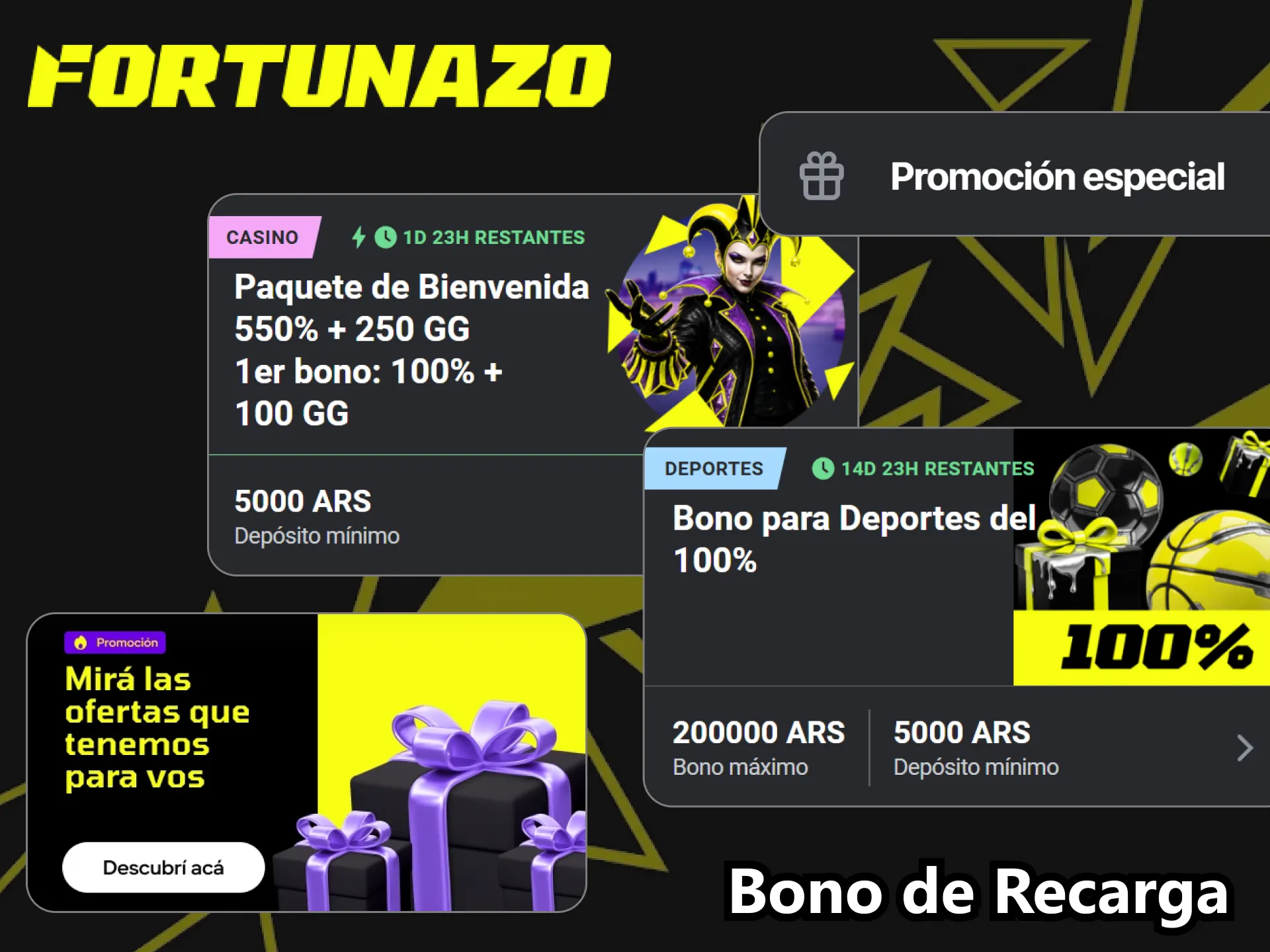Aprovecha el bono de recarga de Fortunazo para tus apuestas.